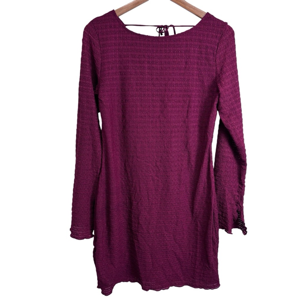 Wild Fable Eyelet Long Sleeve Burgundy Dress size L